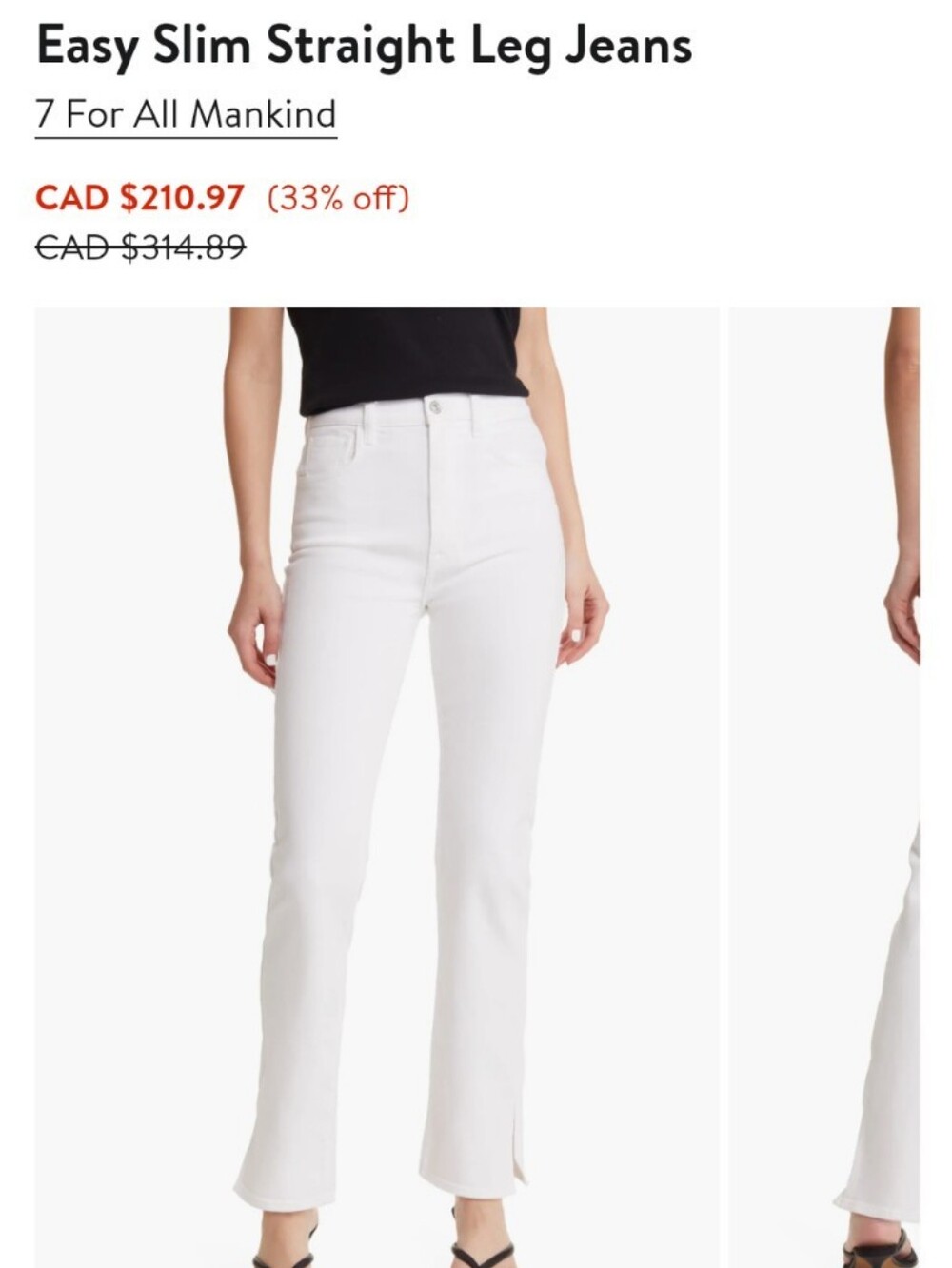White Straight-Leg Women's Denim Jeans 7 For All Mankind